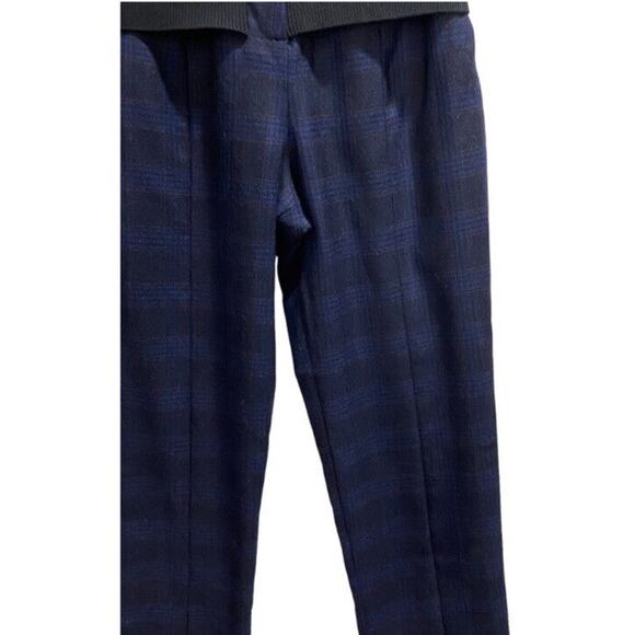 Tibi Designer Womens Blue Wool Plaid Pants, High-Rise, Black Lining, New Sz 6 - Picture 5 of 10